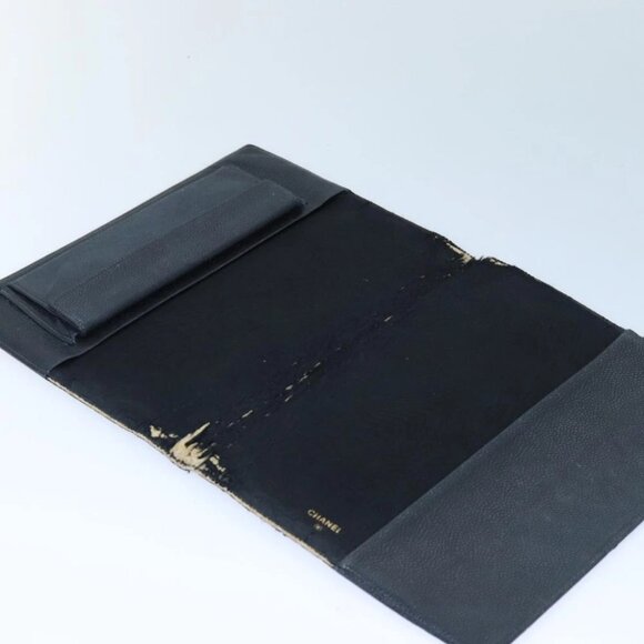 CHANEL COCO Mark Note Cover Calf Skin Black CC Auth bs16686 - Picture 8 of 16